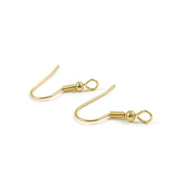 10 Brass earring hooks - Real 18K Gold Plated - Nickel free, lead free