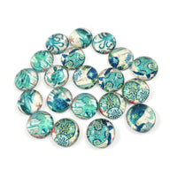 Mixed ocean wildlife glass cabochons - set of 20 round dome cabochons - 10, 12 or 14mm