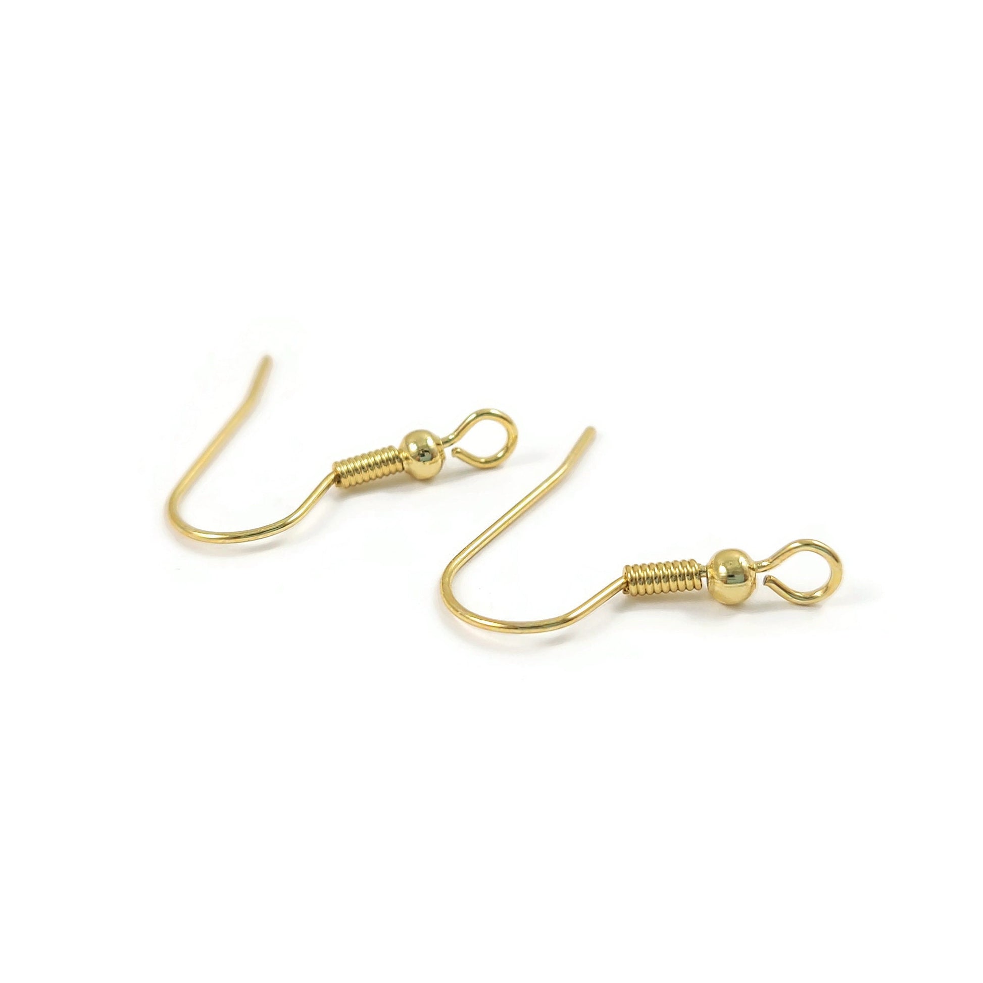 Hypoallergenic earring hooks, Nickel free 18K gold plated ear wire, Front loop