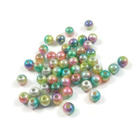 50 rainbow pearly gradient beads, Assorted 6mm plastic beads for jewelry making