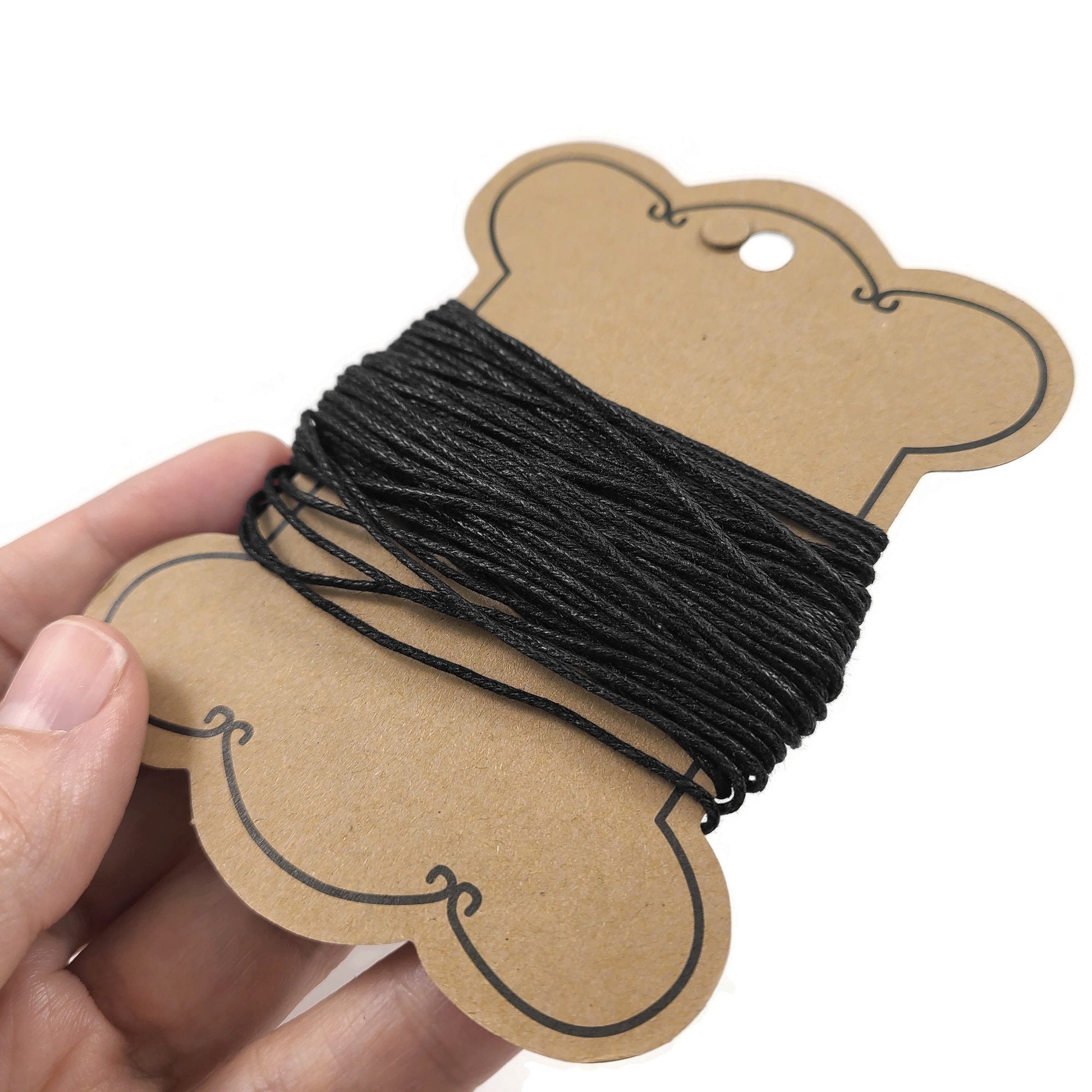 Black waxed cotton cord 1mm - Jewelry making string supplies