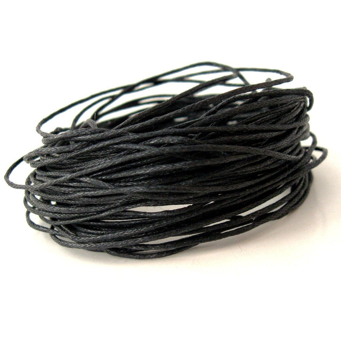 Black waxed cotton cord 1mm - Jewelry making string supplies