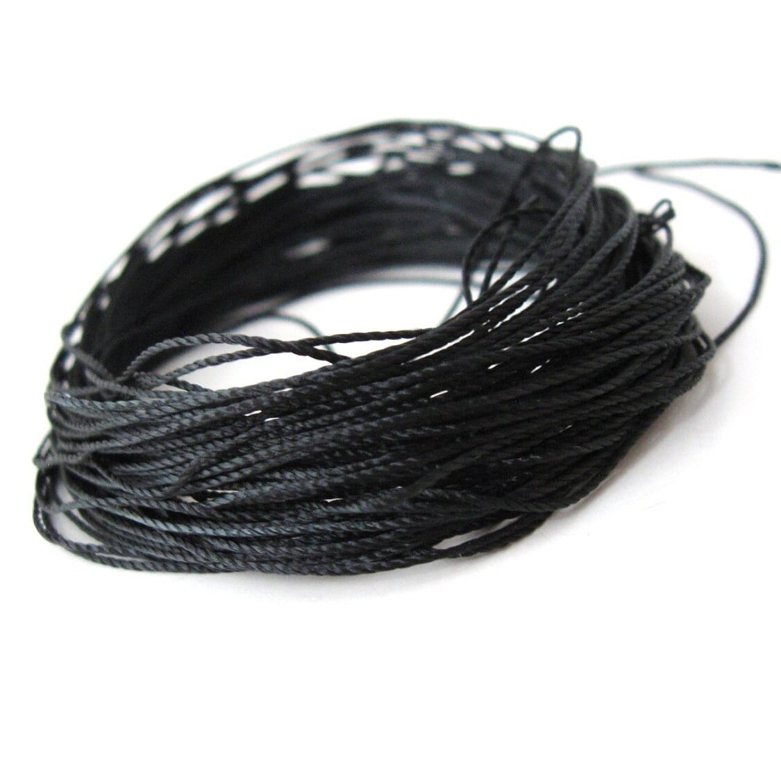 Waxed nylon cord 0.65mm - 20 meters / 65 ft - Black or Brown