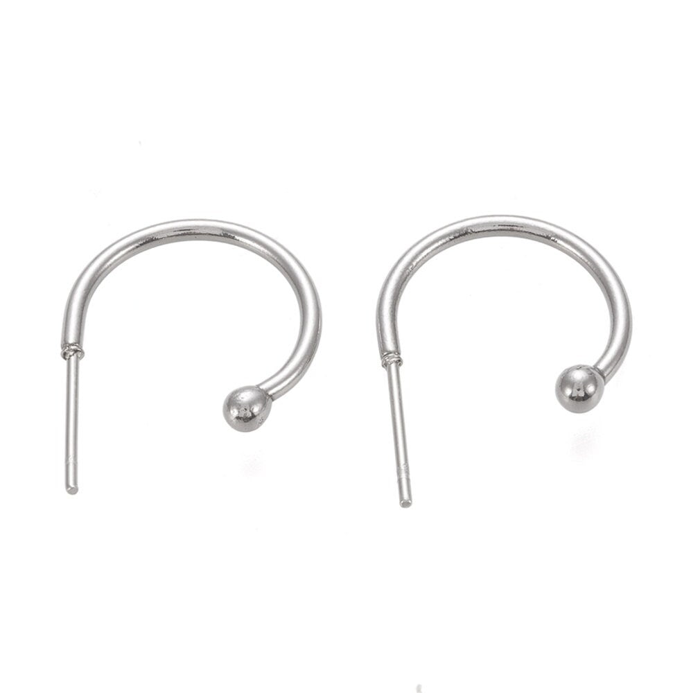 Surgical stainless steel hoops, Silver earring findings, Hypoallergenic jewelry making supplies