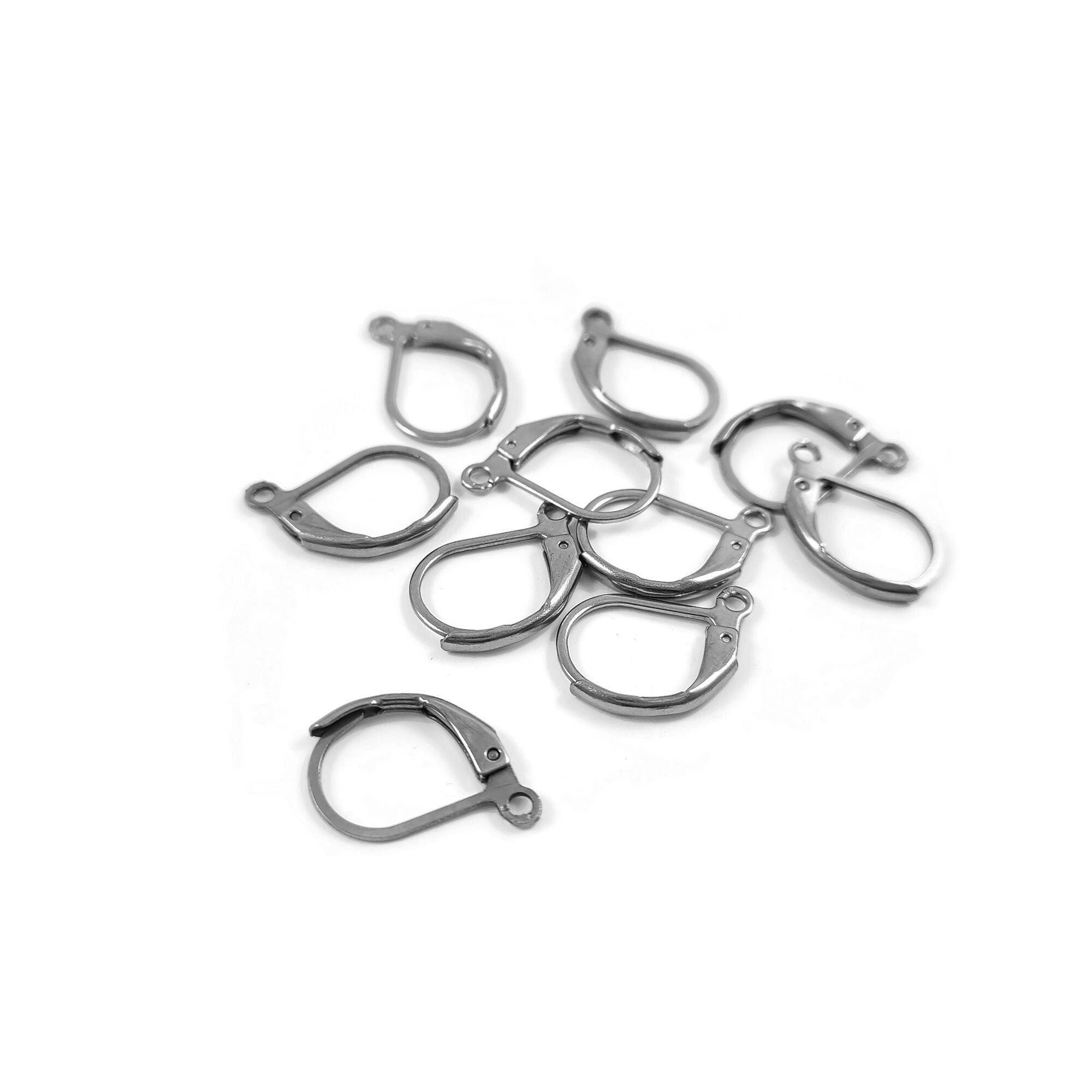 10x Stainless Steel Lever Back Earring Hooks, High Quality Hypoallergenic  Silver Tone French Earring Locking Wire Hooks W/open Loop F300 