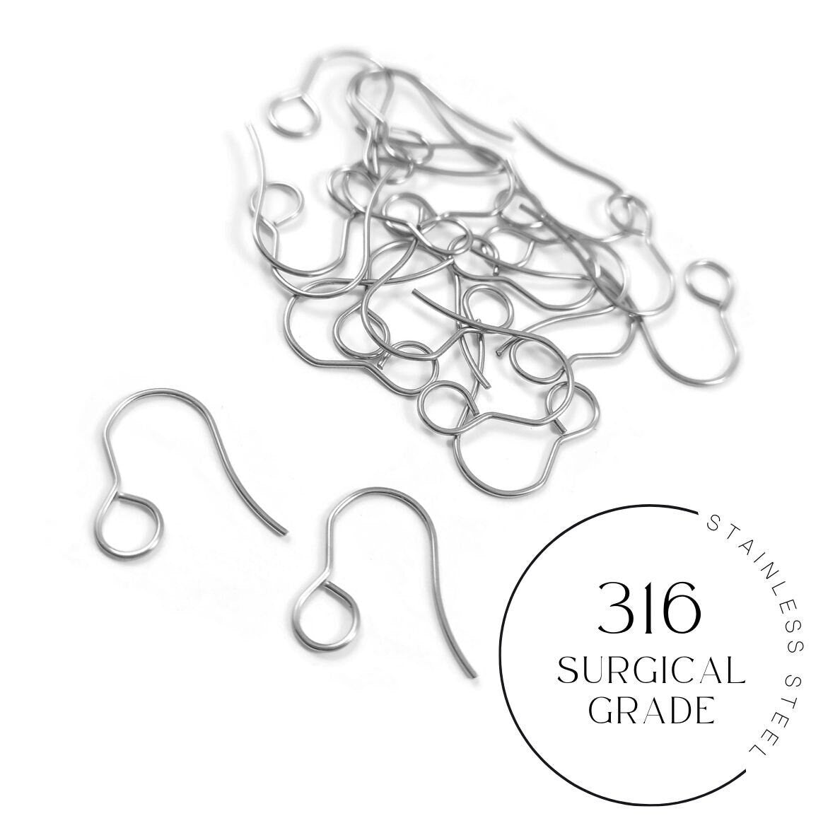 Big hole loop ear wire, Hypoallergenic stainless steel earring hooks, Jewelry making findings