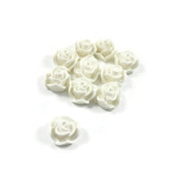 White flower cabochons, 12mm resin rose embellishments, Flatback earring cabochons, Jewelry making supplies