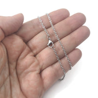 Cable chain necklace, Silver stainless steel, Bulk lot for jewelry making, 20 inches, 22 inches