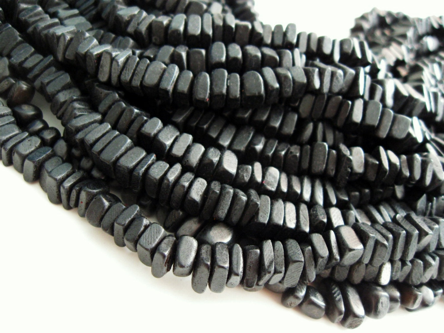 Black Wood CocoNut Shell Beads - Square cut beads 6mm - Half strand