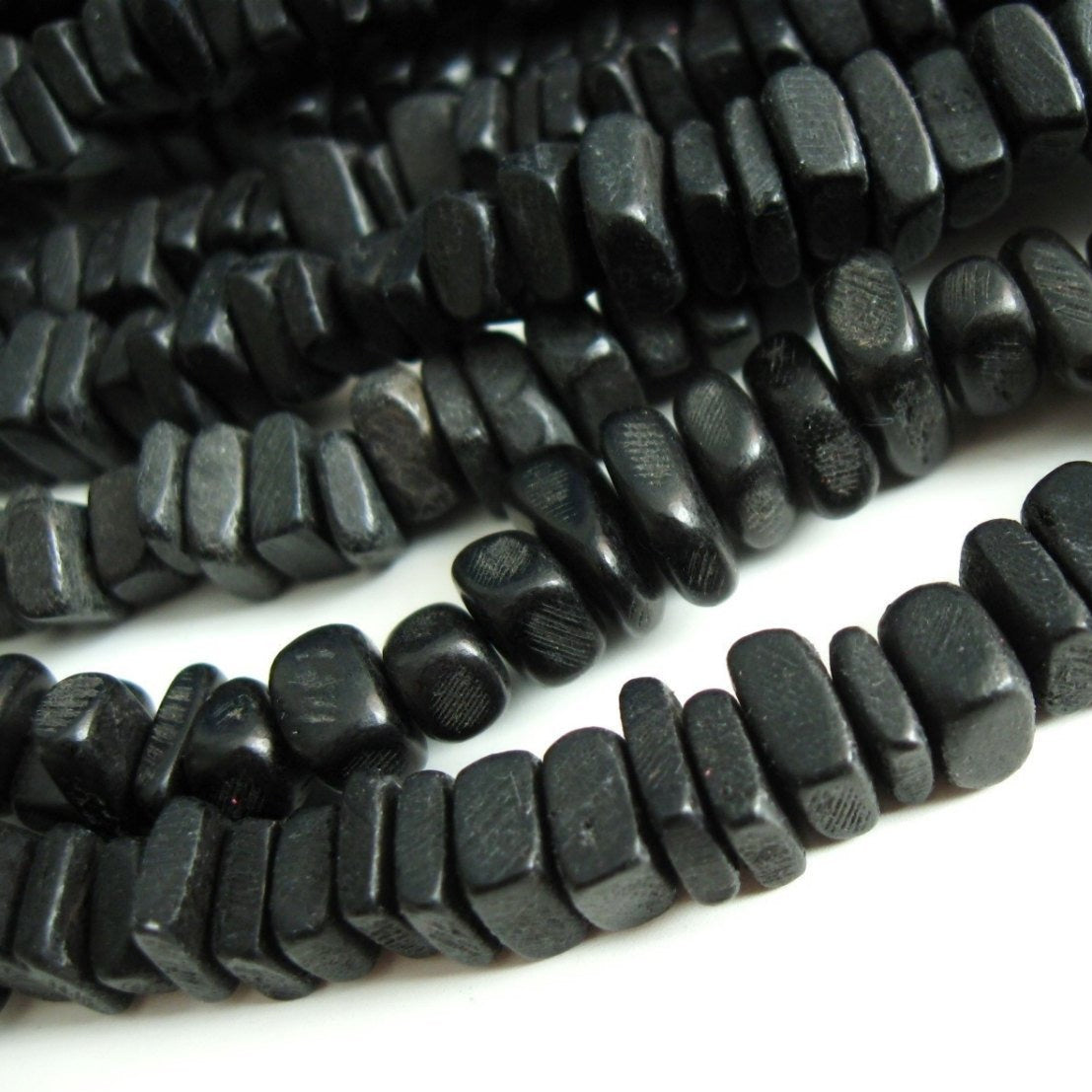 Black Wood CocoNut Shell Beads - Square cut beads 6mm - Half strand