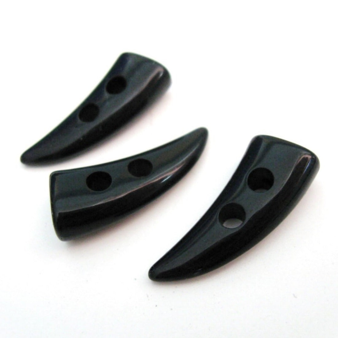 3 Black 2 Holes Resin Small Toggle Sewing Buttons 23x10mm
