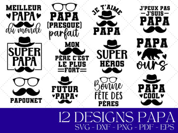 Assortiment PAPA, Lot de fichiers de découpe SVG, PNG pour impression, Téléchargement instantané