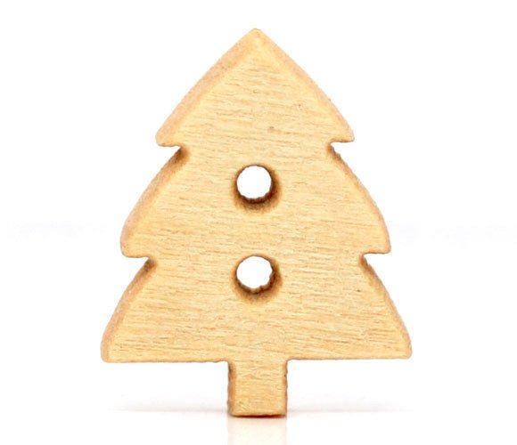 Pine Tree Buttons Wooden Pine Tree‑Shaped buttons, Cute natural craft supplies