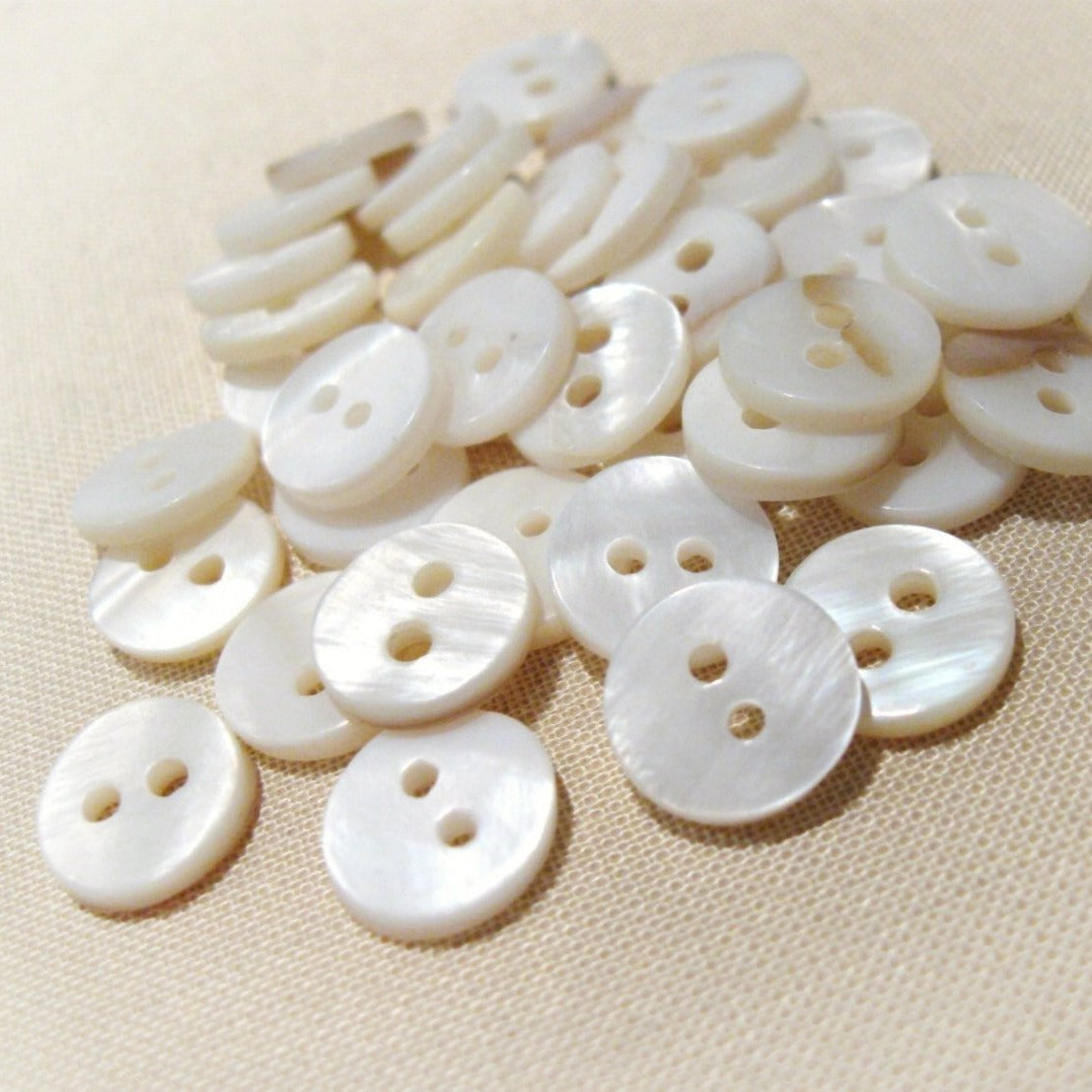 Mother of Pearl Shell Buttons 10mm - set of 10 eco friendly natural buttons