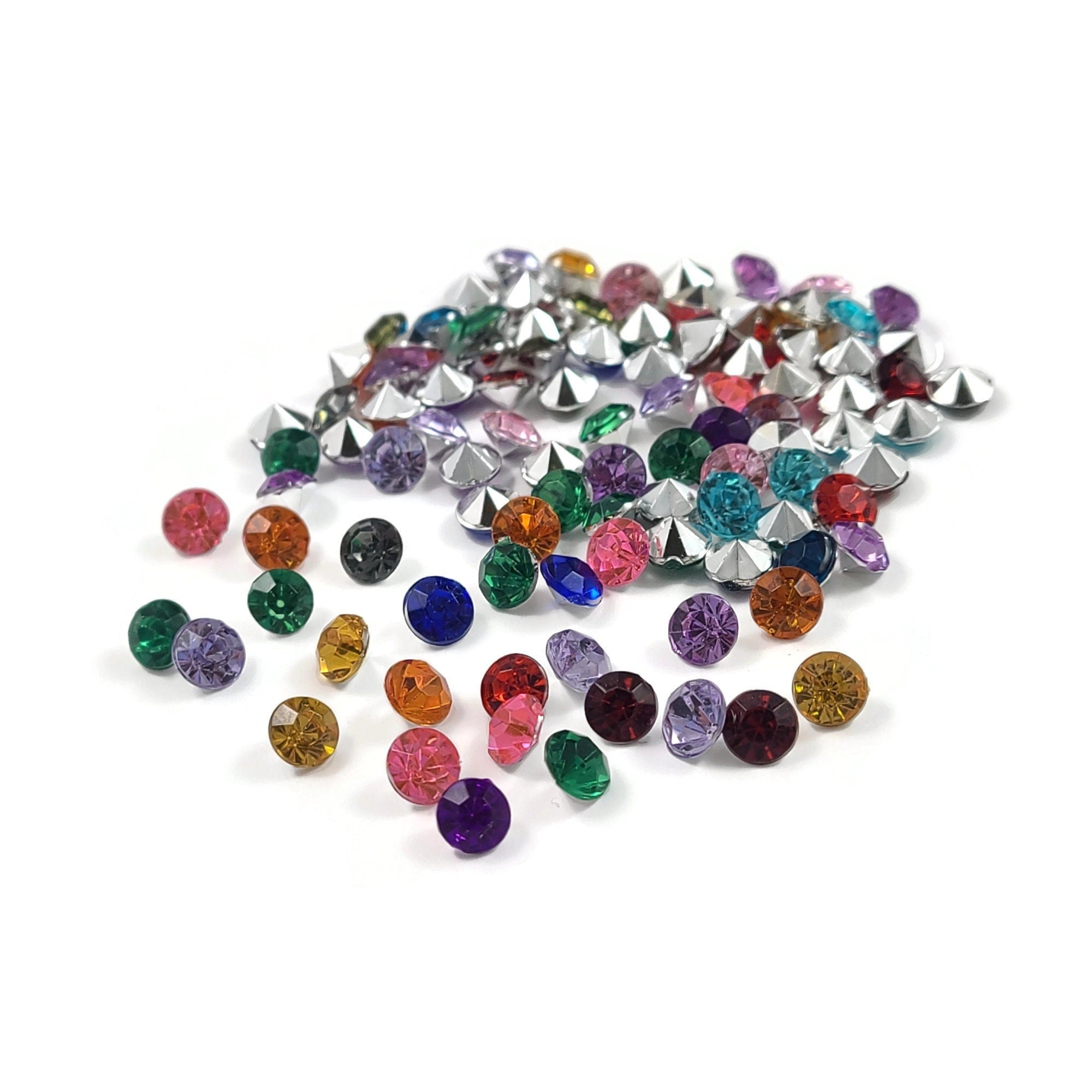 100 Chatons pointed back rhinestones, 5mm acrylic diamond cabochons, Faceted crystal for jewelry making