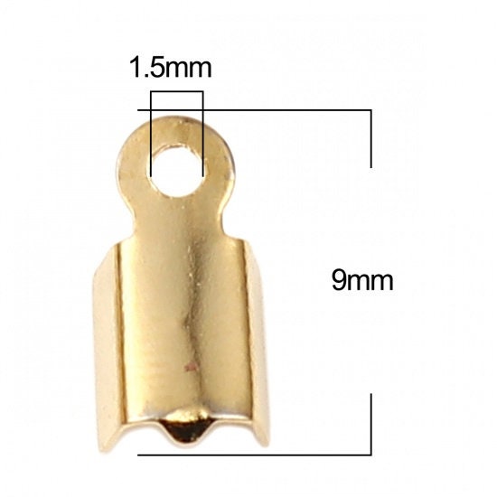 12 Pack Fold-Over Crimp Bead Ends With Loop For Jewelry Making - Metal Findings