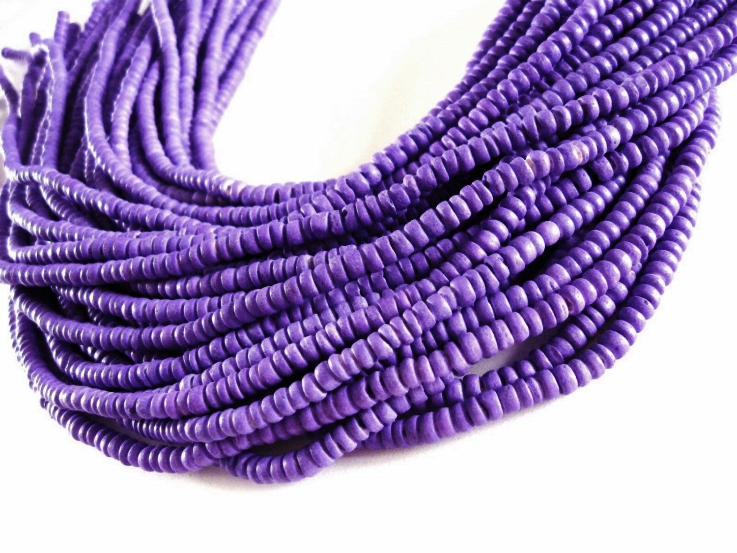 Coconut bead 150 purple wood Beads - Coconut Rondelle Disk Beads 4-5mm