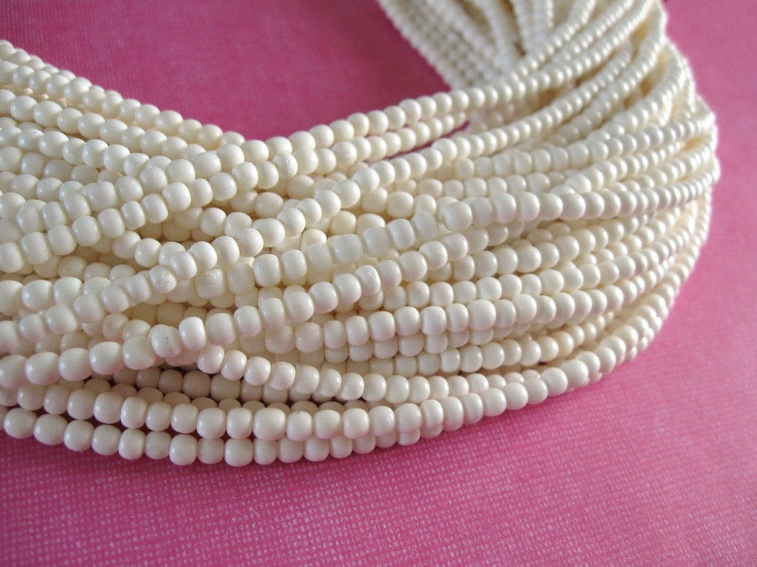 White natural bone round beads