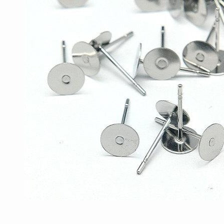 Stainless Steel Blank Earring Posts and Backs, 4mm - 1 pair - CTB49-4