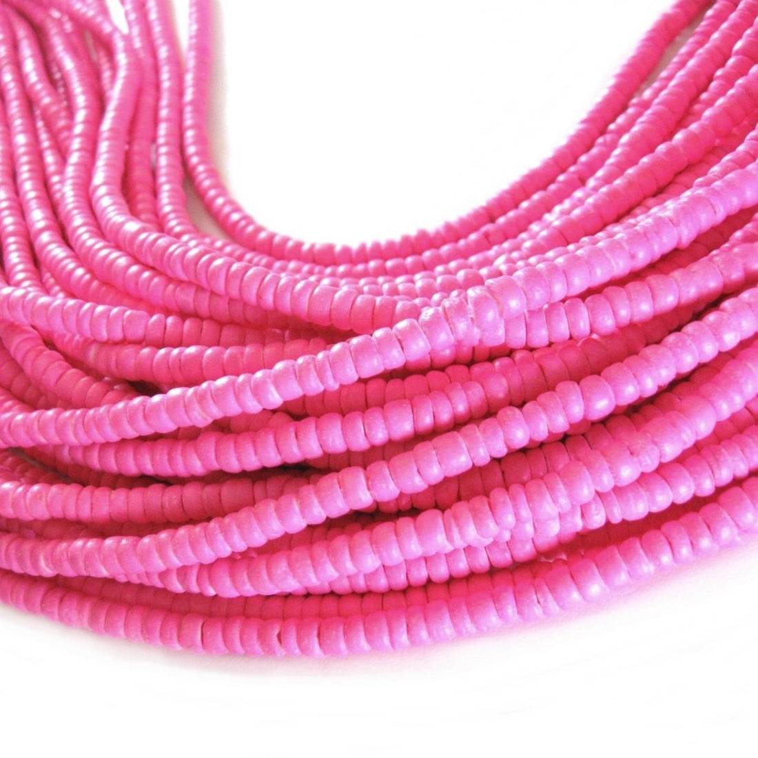Coconut bead 150 pink wood Beads - Coconut Rondelle Disk Beads 4-5mm