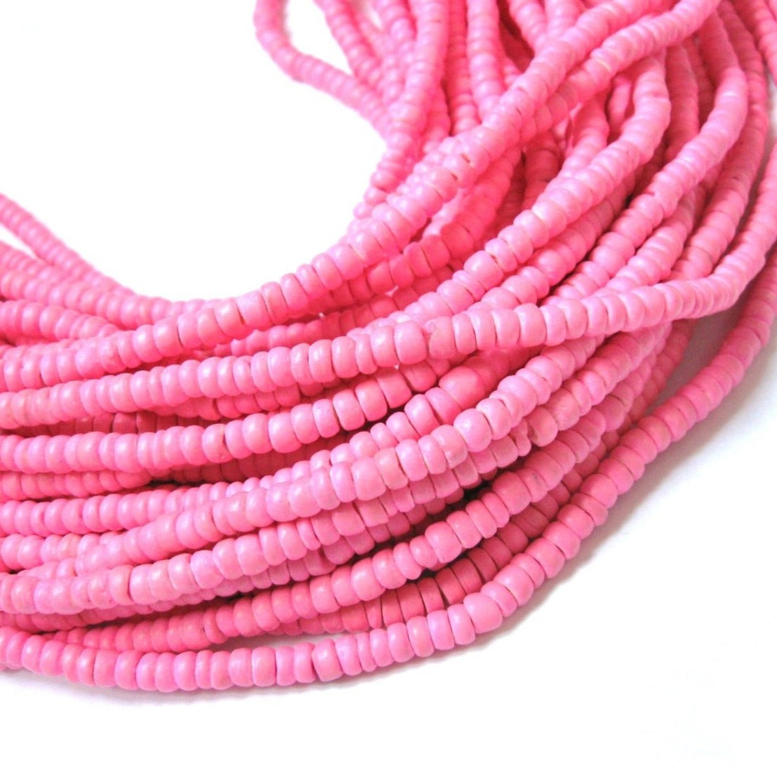 Coconut bead 150 soft pink wood Beads - Coconut Rondelle Disk Beads 4-5mm
