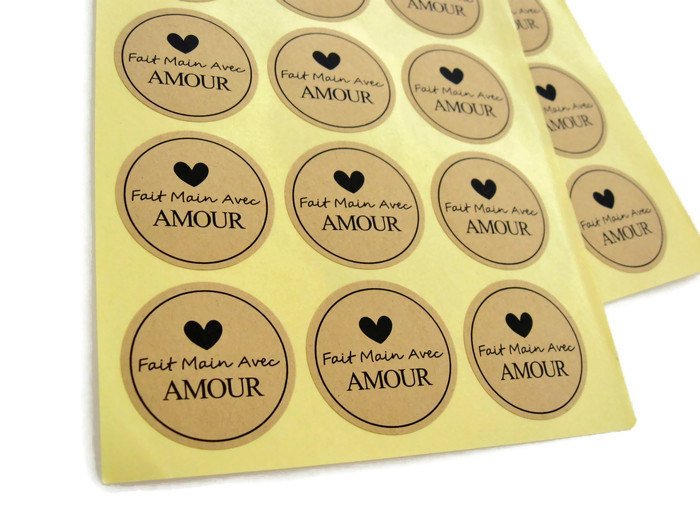 24 French Stickers - Fait Main Avec Amour