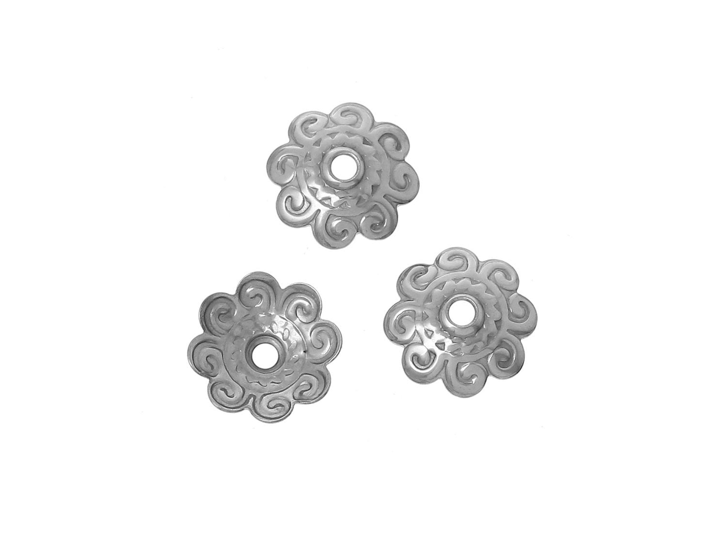 20 Flower bead caps hypoallergenic stainless steel 11mm beadcaps