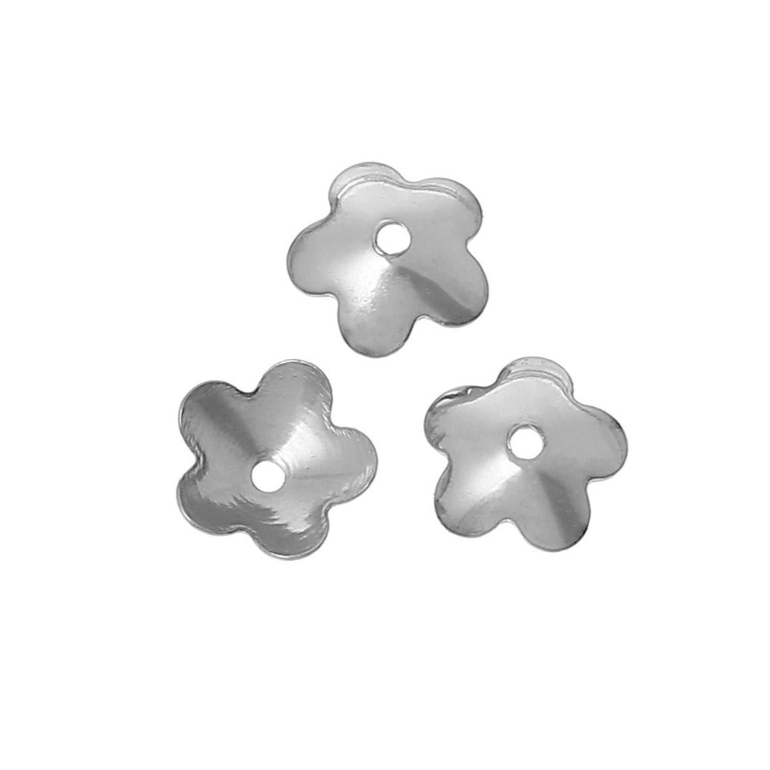 10 Flower bead caps hypoallergenic stainless steel 6mm beadcaps