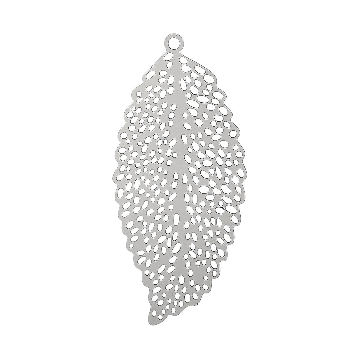 Filigree leaf pendant stainless steel hypoallergenic charms 2pcs