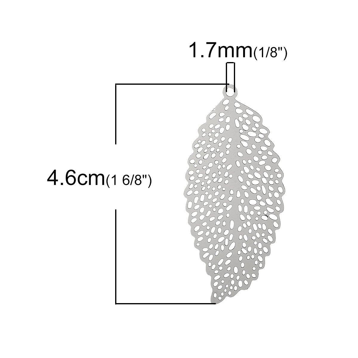 Filigree leaf pendant stainless steel hypoallergenic charms 2pcs