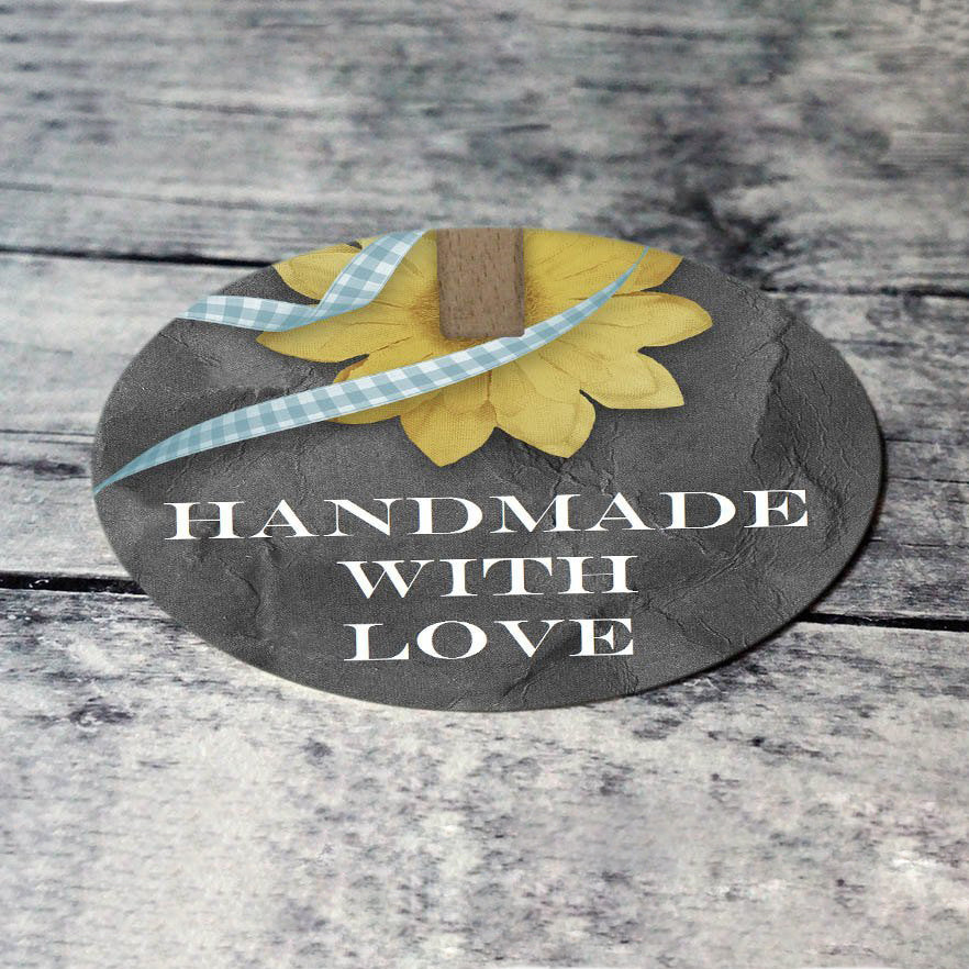 Feuille d'étiquettes digitales à imprimer - logo handmade with love