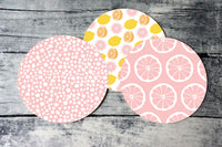 Printable round tags or cupcake toppers  - Pink Citrus and Dots Digital Circle Collage Sheet