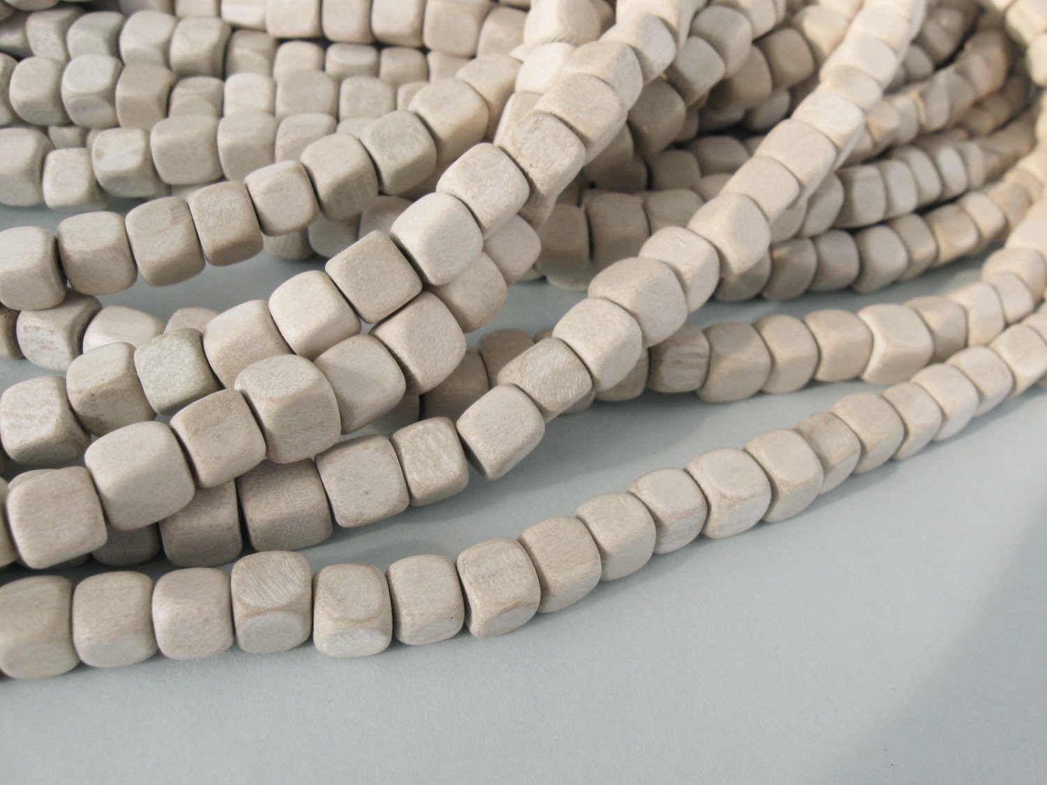 30 Unfinished square wood beads 7mm