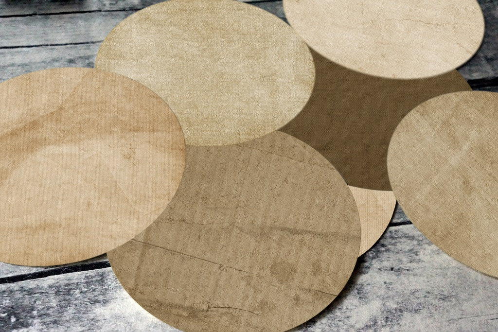 One and half (1 1/2) Inch Round Tags Images - Brown Paper - Digital Collage Sheet