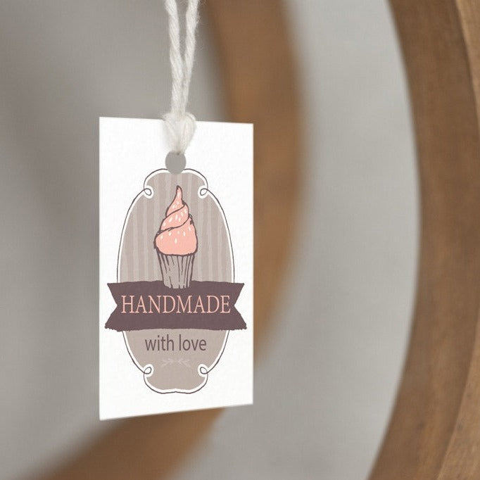Handmade With Love Printable Gift Tags - Digital DIY Baking Tags Sheet - Vintage Peach Cupcake