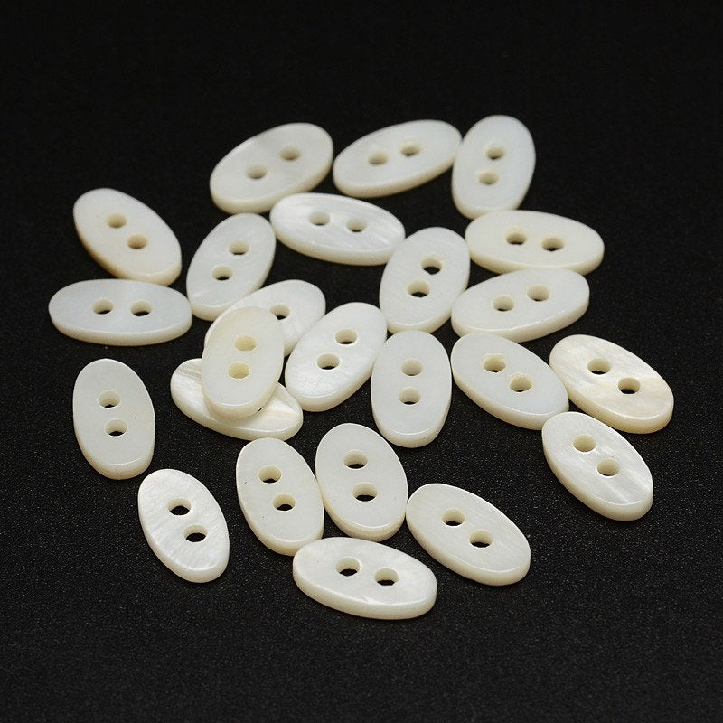 Oval MOP buttons - Mother of Pearl Shell Buttons 12mm - set of 6