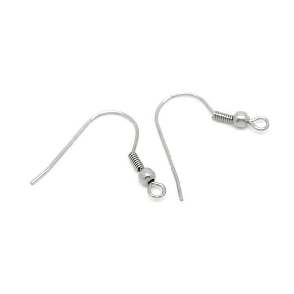 Silver Plated Surgical Steel Earring Hooks, 100 Pieces