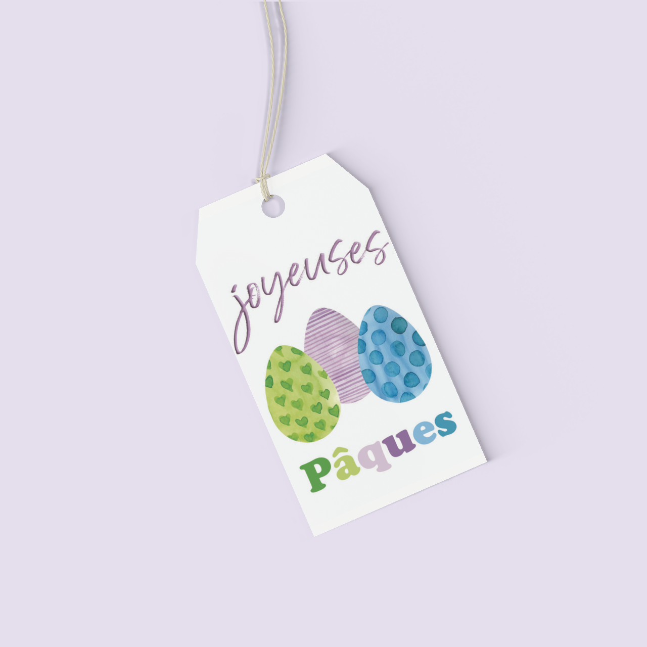 JOYEUSES PAQUES printable gift tag - Easter eggs - Instant download