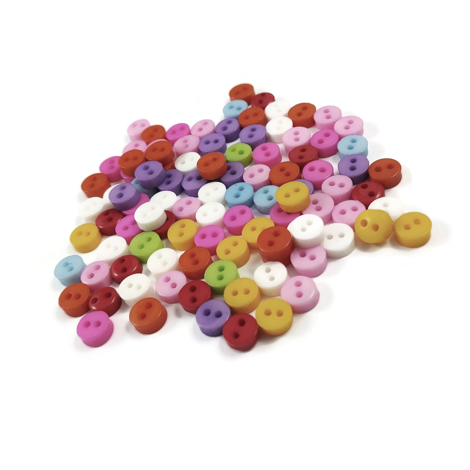 Mini boutons colorés - ensemble mix de 100 - lot de boutons en plastique 6mm